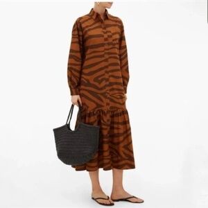 Mara Hoffman Brown Zebra Long Sleeve Dress